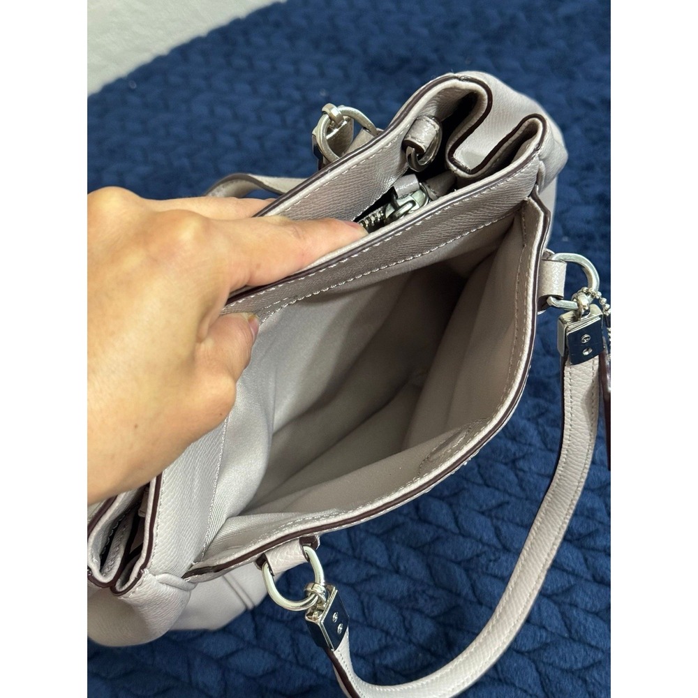 Coach Handbag Purse Minneta Chalk Cross‎ Grained Leather - Picture 3 of 10